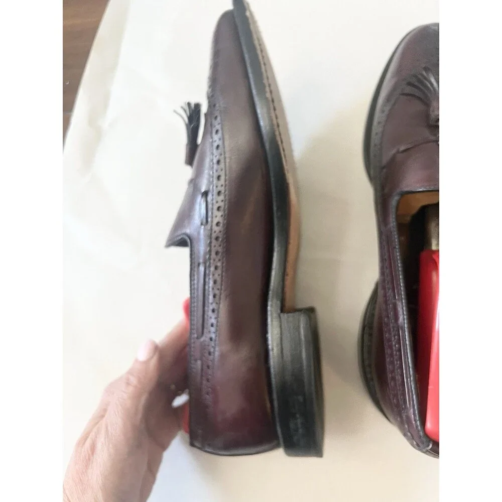 Allen Edmonds Manchester Wingtip Tassel Loafers Mens Size 7.5 D Burgundy USA EUC